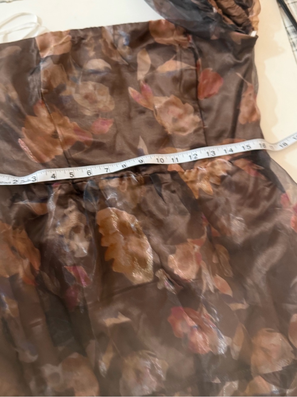Lulus Exquisite Brown Finesse Floral Organza Off The Shoulder Maxi Dress NWT XL - Picture 14 of 16